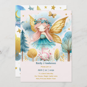 Fairy Princess 5TH Birthday FIVE Pink Fairycore Invitation