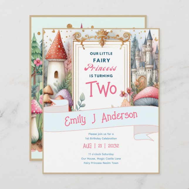 Fairy Princess Birthday 1st 2nd 3rd 4th Fairycore  (Front/Back)