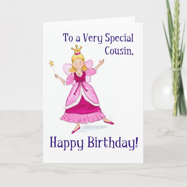 Fairy Princess Birthday Card for a Cousin (Front)