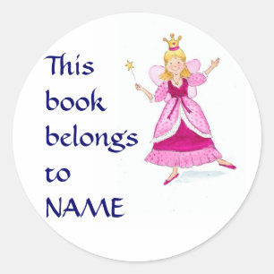 Fairy Princess Bookplates to Personalise Classic Round Sticker