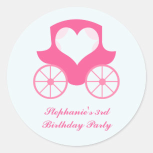 Fairy princess carriage birthday party stickers