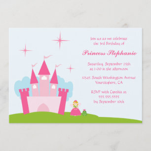 Fairy princess castle birthday party invitation
