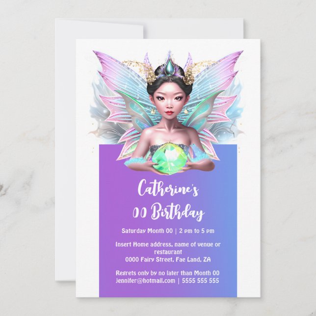 Fairy princess chinese girl magical  invitation (Front)