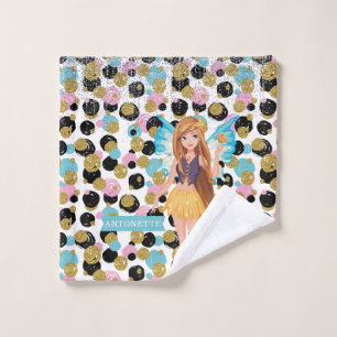 Fairy Princess Colourful Polka Dots Glittery Effec Wash Cloth