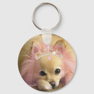 fairy princess dog with diamond crown key ring
