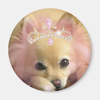 fairy princess dog with diamond crown magnet
