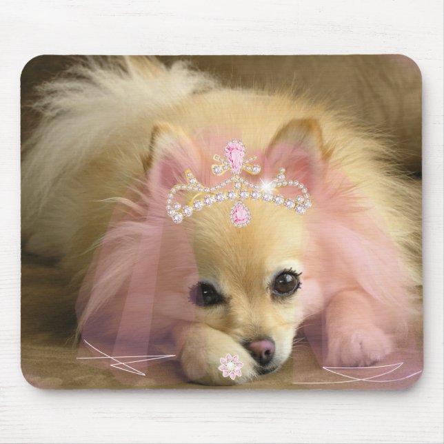 fairy princess dog with diamond crown mouse mat (Front)