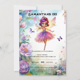 Fairy princess enchanted garden whimsical girls invitation