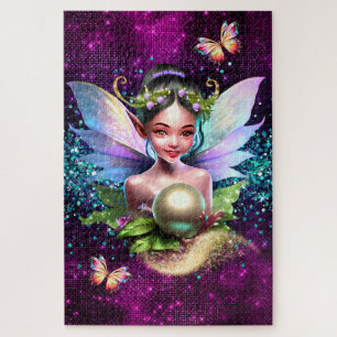 Fairy princess enchanted girls birthday theme jigsaw puzzle