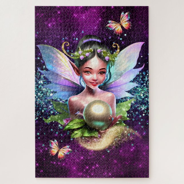 Fairy princess enchanted girls birthday theme jigsaw puzzle (Vertical)