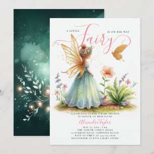 Fairy Princess Enchanted Green Baby Girl Shower Invitation