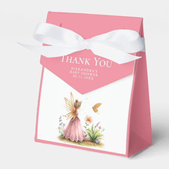 Fairy Princess Enchanted Pink Baby Girl Shower Favour Box (Front Side)