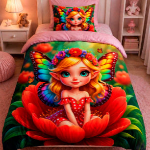 🧚 Fairy Princess Floral Fantasy Cute Kids Bedroom Fleece Blanket