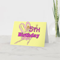 Fairy princess Girl 5th fifth birthday card