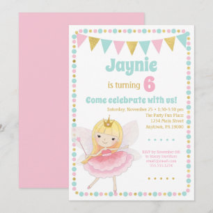 Fairy Princess Invitation Blonde Birthday Party