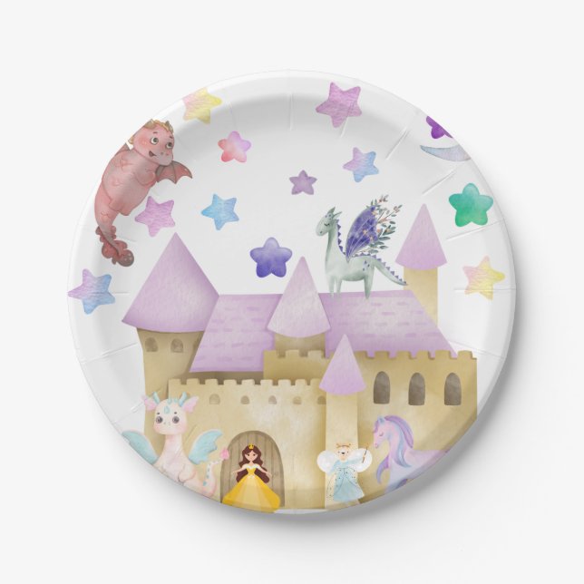 Fairy Princess Magical Castle Paper Plate (Front)