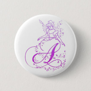 Fairy Princess Monogram -A- Button