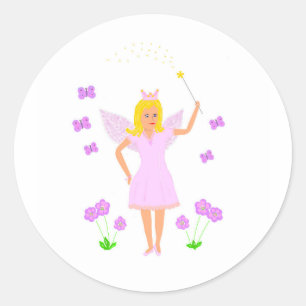 Fairy Princess, option to add name, other text Classic Round Sticker