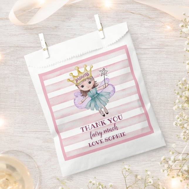 Fairy Princess Party Pink Thank you  Favour Bags (Clipped)