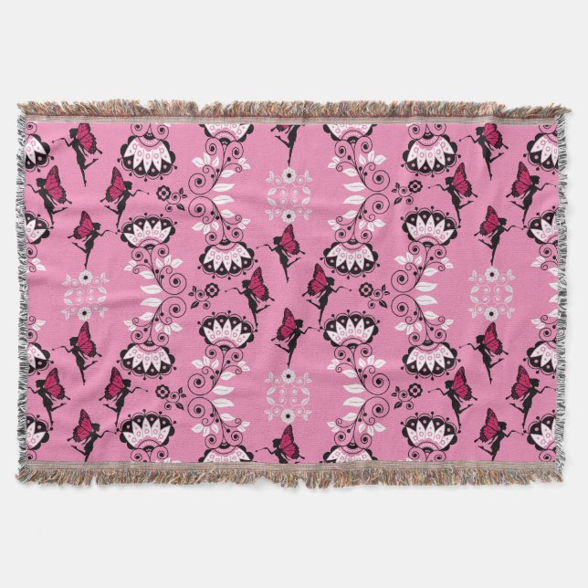 Fairy Princess Pattern Print Throw Blanket (Front)