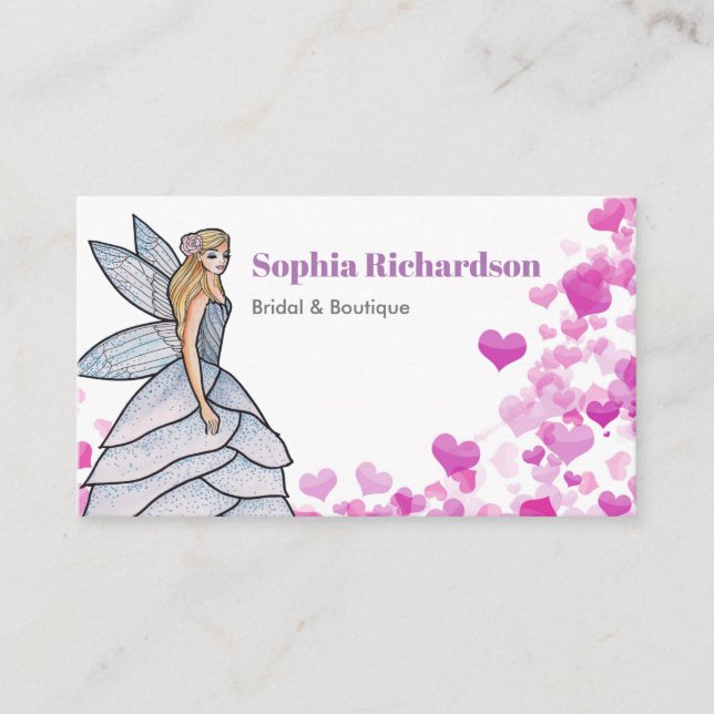 Fairy Princess Petals Dress Fashion Illustration B Business Card (Front)