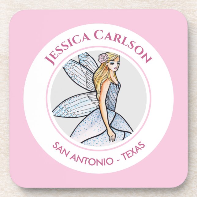 Fairy Princess Petals Dress Fashion Illustration Coaster (Front)
