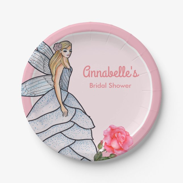 Fairy Princess Petals Dress Fashion Illustration Paper Plate (Front)