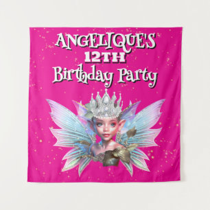 Fairy princess pink decorations girls birthday tapestry