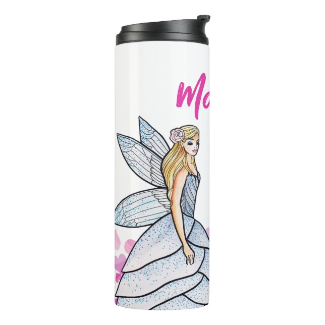 Fairy Princess Pink Hearts Fashion Illustration Thermal Tumbler (Rotated Left)