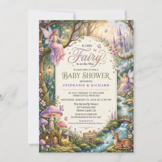 Fairy Princess Pink Lilac Fantasy Baby Shower Invitation