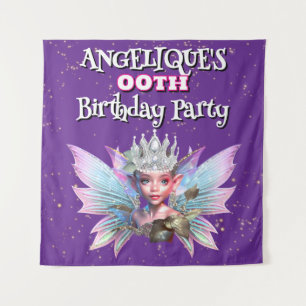 Fairy princess purple decorations girls birthday tapestry