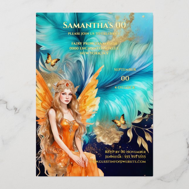 Fairy princess teal orange mythical fairytale (Front)