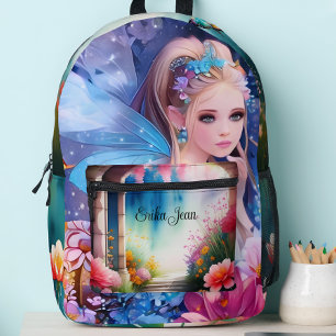 Fairy Princess Watercolor  Printed Backpack