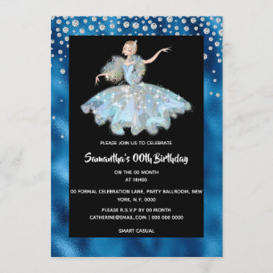 Fairy princess winter wonderland glitter girls invitation