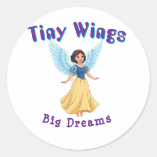 Fairy Princess With Blue Wings And Yellow Dress 🧚 Classic Round Sticker