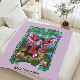 Fairy Purple Red Mushroom Gothic Fleece Blanket