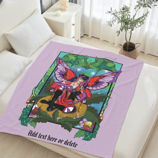 Fairy Purple Red Mushroom Gothic Fleece Blanket (Creator Uploaded)