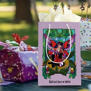 Fairy Purple Red Mushroom Gothic Medium Gift Bag