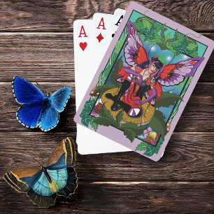 Fairy Purple Red Mushroom Gothic Playing Cards