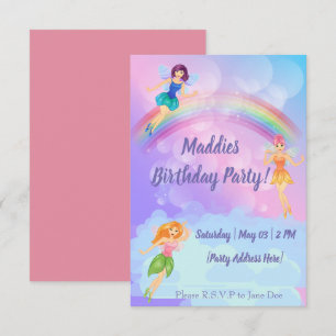 Fairy Rainbow Birthday Invitations