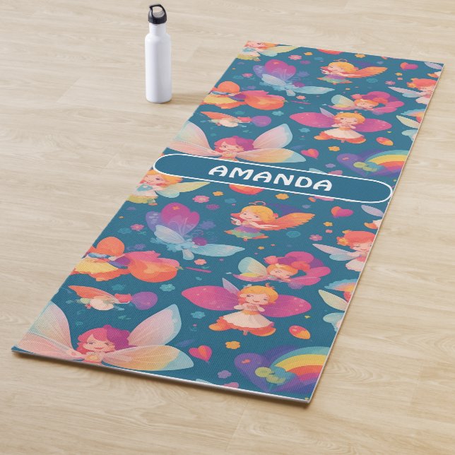 Fairy Rainbow Colourful Personalised Pattern Yoga Mat (In Situ)