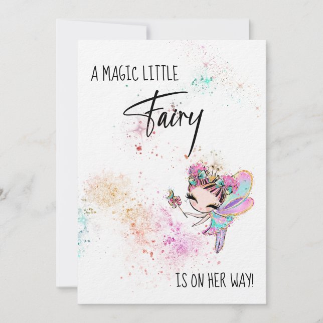 *~* Fairy Rainbow Dust Baby Girl Shower Invitation (Front)