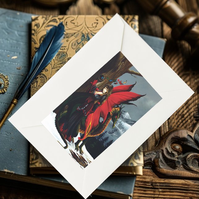 Fairy Red Dragon Fantasy Spring Rectangular Sticker (Creator Uploaded)