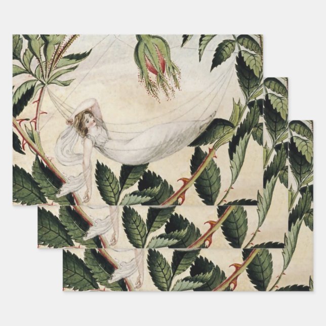 “Fairy Resting In A Hammock” by Amelia Jane Murray Wrapping Paper Sheet (Set)
