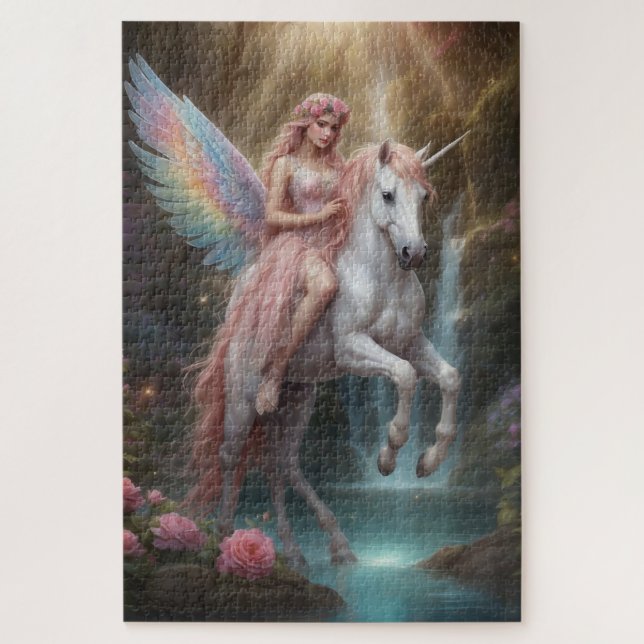 Fairy Riding a Unicorn Jigsaw Puzzle (Vertical)