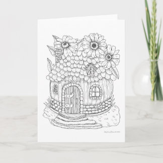 Fairy Round House Colour It Yourself Blank Card