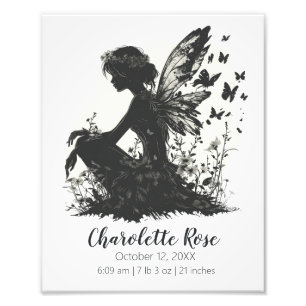 Fairy  Silhouette   Birth Stats Poster