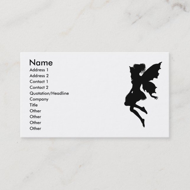 Fairy Silhouette Pose 23 Business Card (Front)