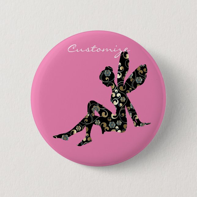 Fairy Silhouette Thunder_Cove 6 Cm Round Badge (Front)