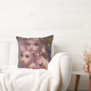 Fairy Sisters Amongst the Flowers in the Forest Cushion